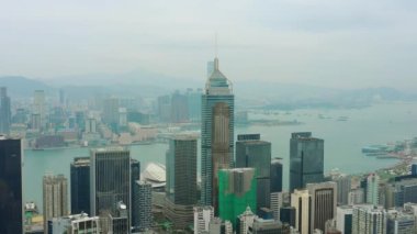 Hong Kong 'un gündüz hava manzarası, 4K 