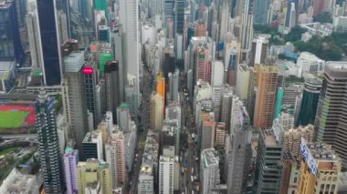 Hong Kong 'un gündüz hava manzarası, 4K 
