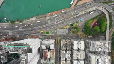 Hong Kong 'un gündüz hava manzarası, 4K 