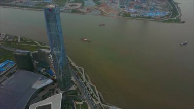 Zhuhai Uluslararası Kongresi ve Sergi Merkezi, gün batımında, 4K 