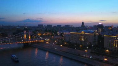 Moskova Nehri Koyu Krymsky Köprüsü Parkı Kkultury Havacılık Panoramik 4k Rusya