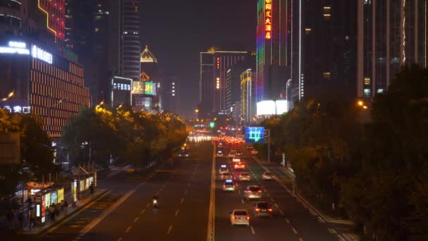 Noc Oświetlenie Changsha Miasta Centrum Ruchu Ulicznego Most Panorama Chiny — Wideo stockowe