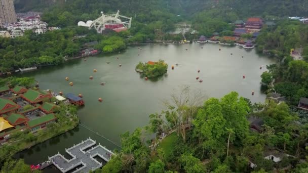Çin Zhuhai Şehrindeki Ünlü Nuanming Parkının Havadan Görüntüsü — Stok video