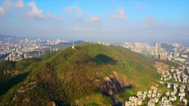 Luchtfoto Van Beroemde Nuanming Park Zhuhai Stad China — Stockvideo