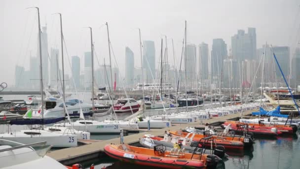 Berühmte Olympische Bucht Der Stadt Qingdao China — Stockvideo