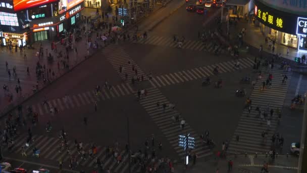 Natt Belysning Changsha Stad Centrum Känd Trångt Övergångsställe Tak Uppifrån — Stockvideo