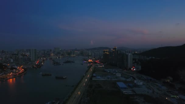 Vista Aérea Paisagem Urbana Com Beira Mar Cidade Zhuhai China — Vídeo de Stock
