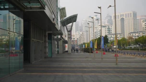 Den Čas Qingdao Město Přístav Záliv Opuštěné Nákupní Ulice Zpomalení — Stock video