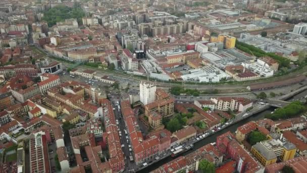 Letecký Pohled Střechy Obytných Bloků Miláně Itálie — Stock video