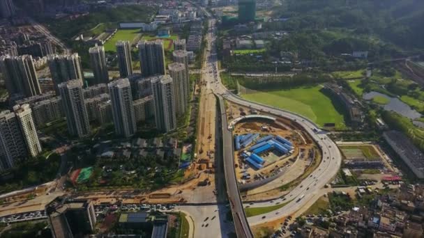 Vista Aérea Tráfego Cidade Cidade Zhuhai China — Vídeo de Stock