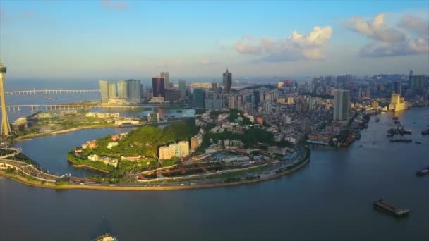 Vista Aérea Paisagem Urbana Com Beira Mar Cidade Zhuhai China — Vídeo de Stock