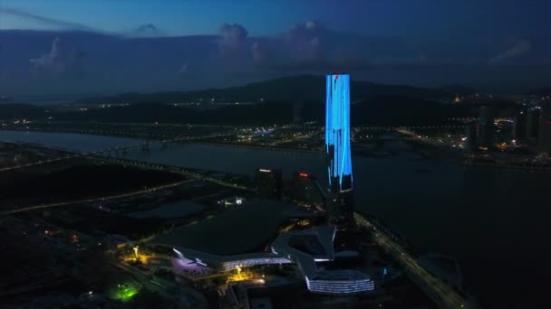 Illumination Nocturne Centre International Conventions Expositions Ville Zhuhai Chine — Video