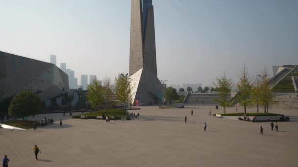 Hora Del Atardecer Changsha Ciudad Famoso Complejo Cultural Delta Torre — Vídeo de stock