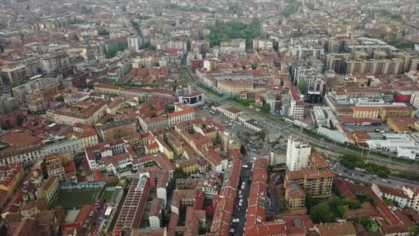 Letecký Pohled Střechy Obytných Bloků Miláně Itálie — Stock video