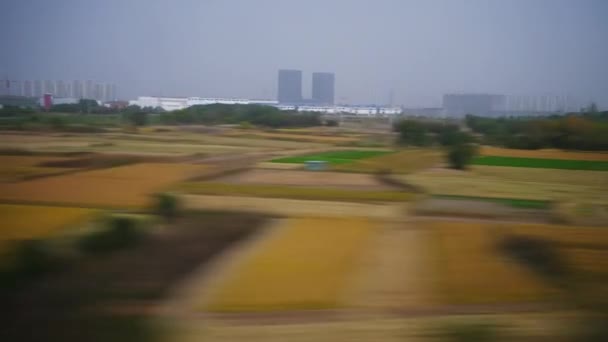 Industriell Pov Panorama Över Hangzhou Stadsdelen Bildar Tågresa Kina — Stockvideo