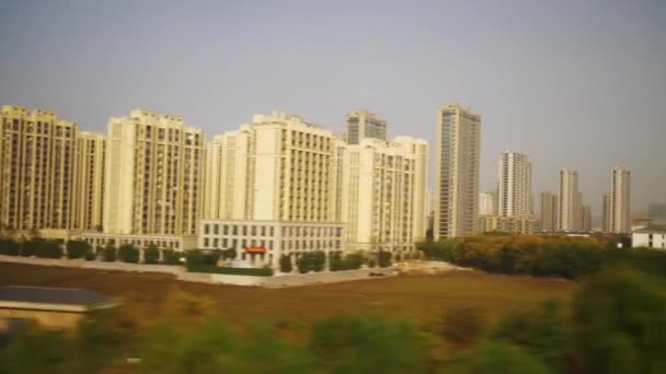 Panorama Industrial Pov Ciudad Hangzhou Forma Viaje Por Carretera Tren — Vídeo de stock