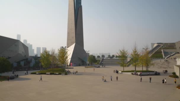 Solnedgång Tid Changsha Stad Känd Kulturell Delta Komplex Torn Fyrkant — Stockvideo