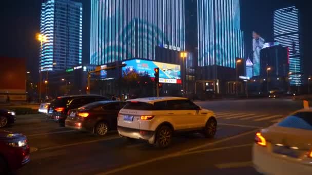 Nachtbeleuchtung Der Stadt Hangzhou China — Stockvideo