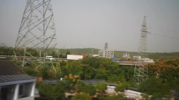 Průmyslové Pov Panorama Města Hangzhou Okres Tvoří Vlakový Výlet Čína — Stock video