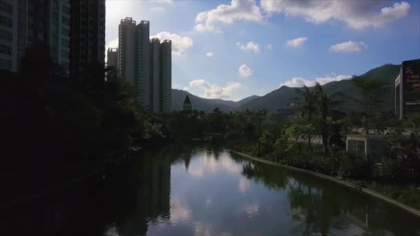 Cidade Zhuhai Com Prédios Apartamentos Vista Aérea Dia Ensolarado — Vídeo de Stock