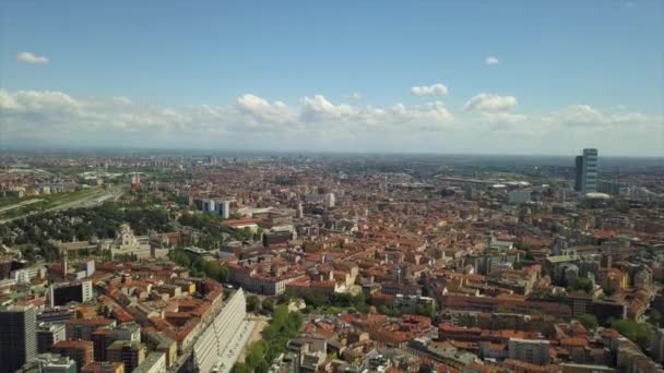 Letecký Pohled Střechy Obytných Bloků Miláně Itálie — Stock video