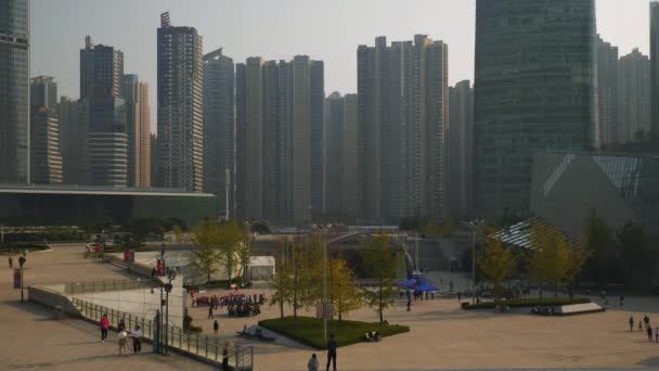 Naplemente Fény Changsha Város Híres Kulturális Delta Komplex Zsúfolt Tér — Stock videók