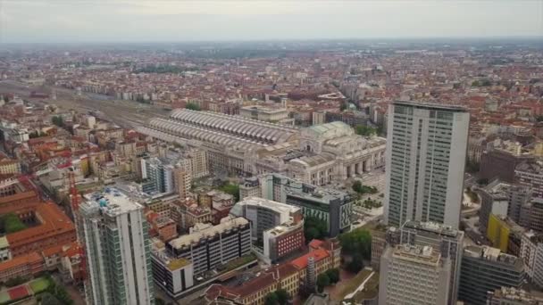 Вид Воздуха Вокзал Милане Италия — стоковое видео