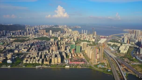 Aerial View Zhuhai Cityscape Road Traffic China — Stock Video