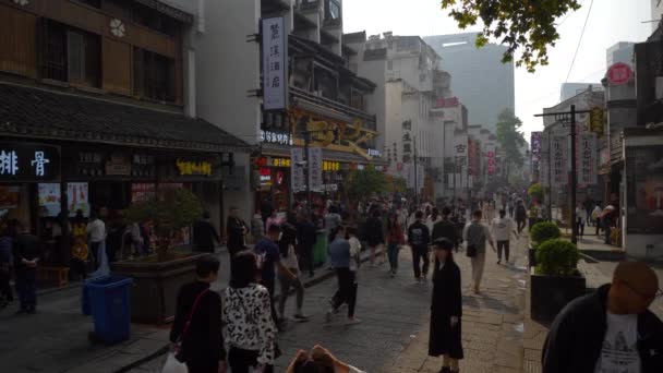 Día Tiempo Changsha Ciudad Famosa Calle Peatonal Histórica Cámara Lenta — Vídeo de stock