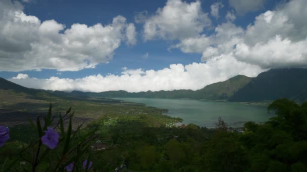 Famoso Panorama Del Volcán Con Lago Cima Colina Indonesia Isla — Vídeos de Stock