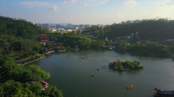 Luchtfoto Van Beroemde Nuanming Park Zhuhai Stad China — Stockvideo