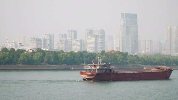 Słoneczny Smog Changsha Miasta Rzeki Ruchu Powolny Ruch Panorama Chiny — Wideo stockowe