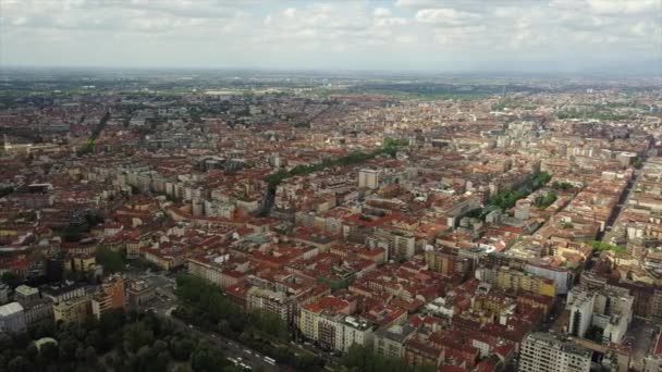 Αεροφωτογραφία Της Στέγες Μπλοκ Διαβίωσης Στο Μιλάνο Της Πόλης Ιταλία — Αρχείο Βίντεο