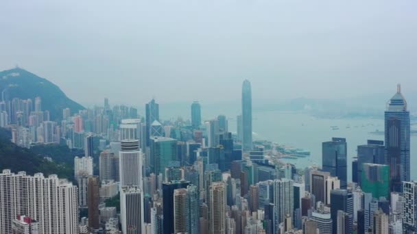 Aerial Panorama Hong Kong Downtown Day Time — Vídeo de stock