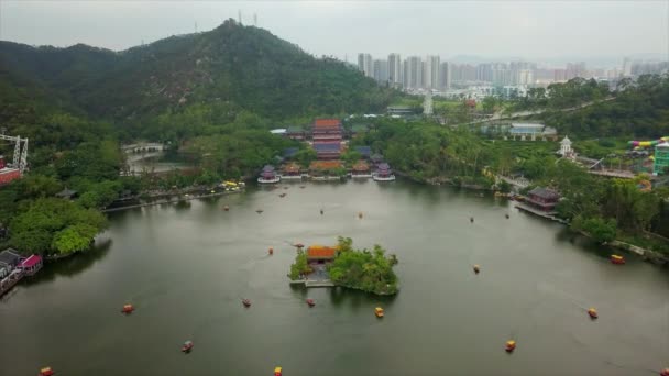 珠海市著名的宁明公园的空中景观 — 图库视频影像
