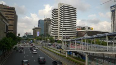 Jakarta City, Endonezya 'da sokak trafiği, gündüz görüşü, 4K 