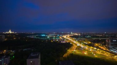 Luzhniki Stadyumu 'nun panoramik manzarası, Moskova, Rusya. 4k, zaman aşımı 