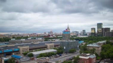 Moskova 'nın şehir manzarası, çatı panoraması, Rusya. 4k, zaman aşımı 