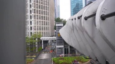 Jakarta, Endonezya, Panorama 'daki ünlü yaya köprüsü. 