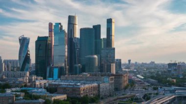 Moskova 'nın şehir manzarası, çatı panoraması, Rusya. 4k, zaman aşımı 