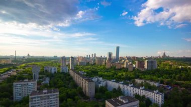 Moskova 'nın şehir manzarası, çatı panoraması, Rusya. 4k, zaman aşımı 
