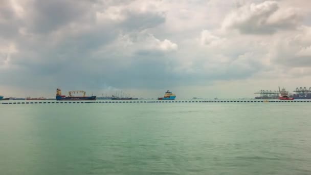 Navios Industriais Ilha Sentosa Singapura Lapso Tempo — Vídeo de Stock
