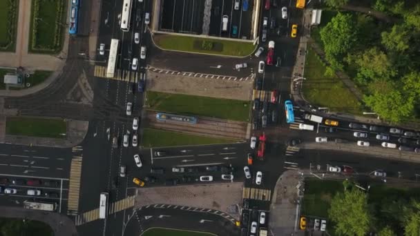 莫斯科城市交通前景米拉十字路口空中俯瞰全景4K俄罗斯 — 图库视频影像