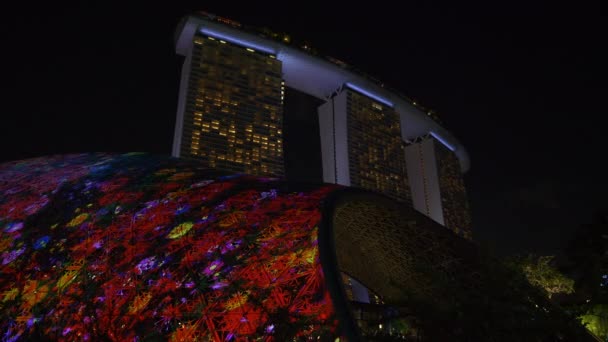Night Illumination Famous Modern Hotel Singapore City Panorama — Stock Video