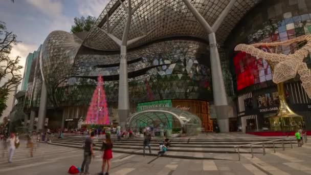 有名なショッピングモール シンガポール タイムラプスの混雑した通り — ストック動画