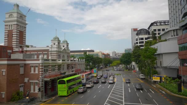 シンガポールの都市 パノラマ 4Kでの昼間の街の交通 — ストック動画