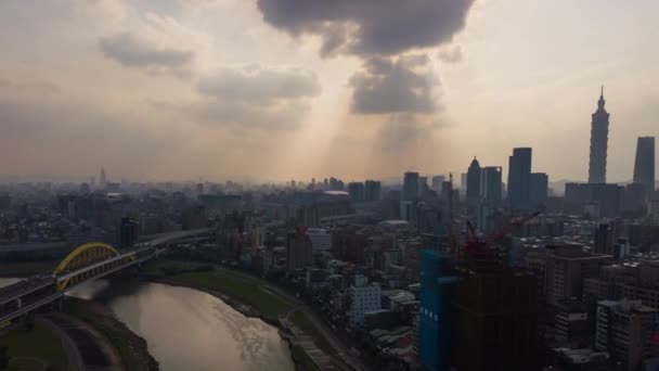 Повітряна Панорама Цитарного Ландшафтного Дорожнього Руху Тайбеї Тайвань Часовий Відключення — стокове відео