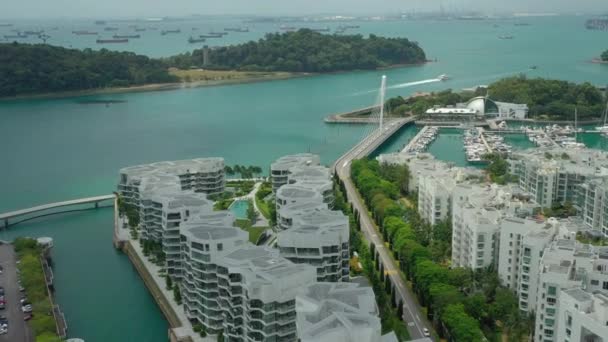 Letecké Panorama Bytového Komplexu Ostrově Sentosa Singapur — Stock video
