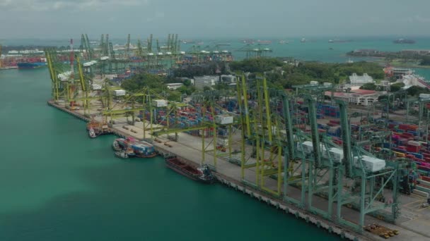 新加坡Sentosa岛著名港湾的空中全景 — 图库视频影像