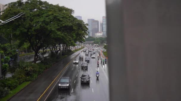 Jakarta City Endonezya Sokak Trafiği Gündüz Görüşü — Stok video